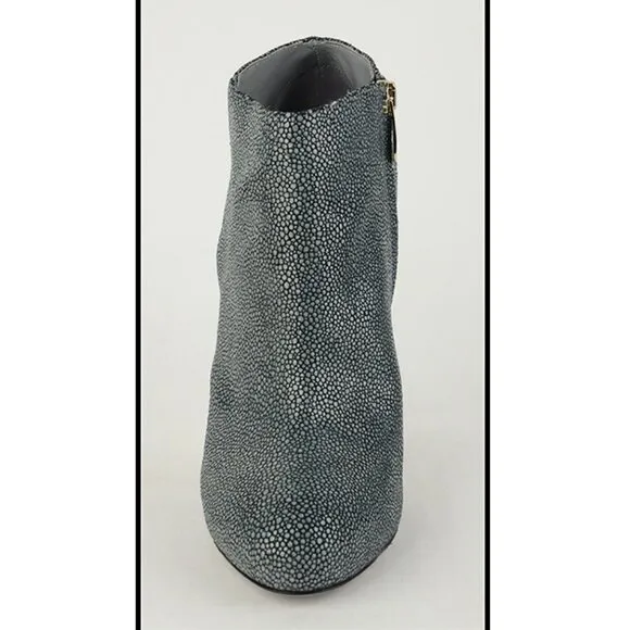 SERGIO ROSSI ANKLE BOOTS TEXTURED LEATHER GRAY BOOTIES BARBIE