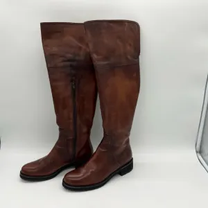 Sesto Meucci Women's Tall  Walda Boots Brown Leather Made In Italy Size 7 W
