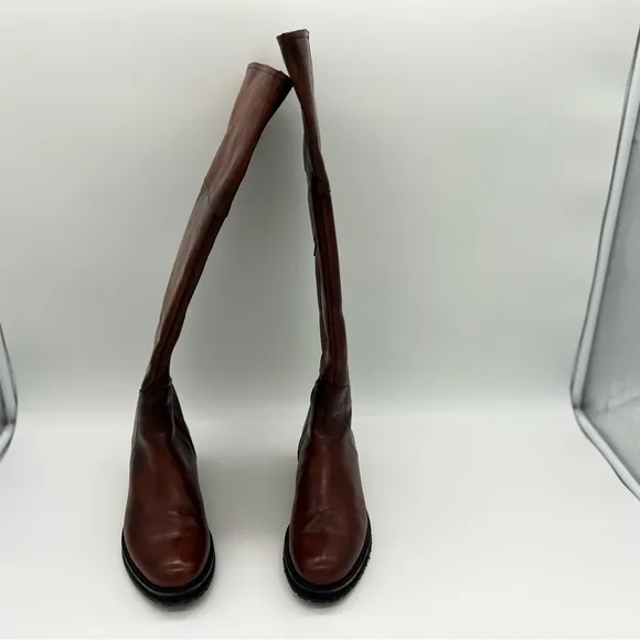 Sesto Meucci Women's Tall  Walda Boots Brown Leather Made In Italy Size 7 W
