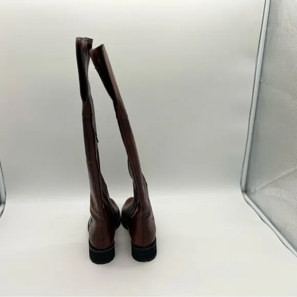 Sesto Meucci Women's Tall  Walda Boots Brown Leather Made In Italy Size 7 W
