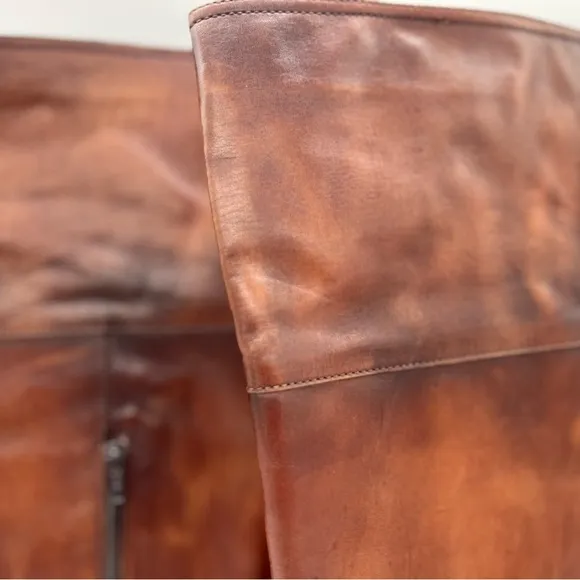 Sesto Meucci Women's Tall  Walda Boots Brown Leather Made In Italy Size 7 W