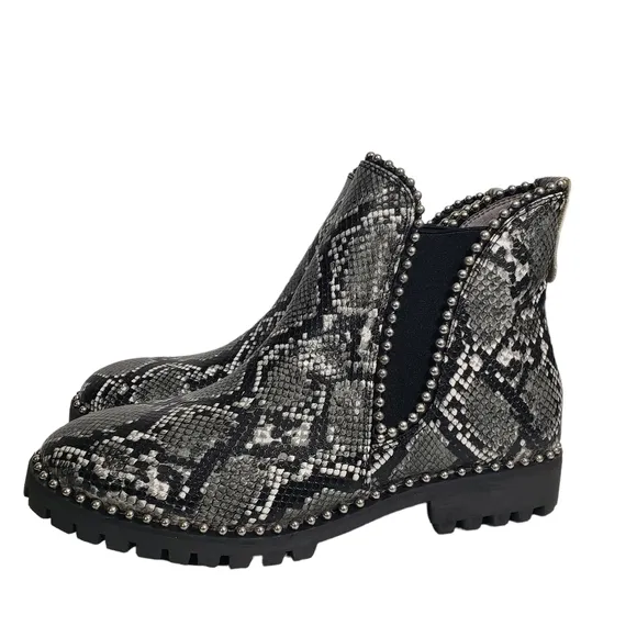Seven Dials South End Chelsea Stud Snake Ankle Boots Sz 8.5M
