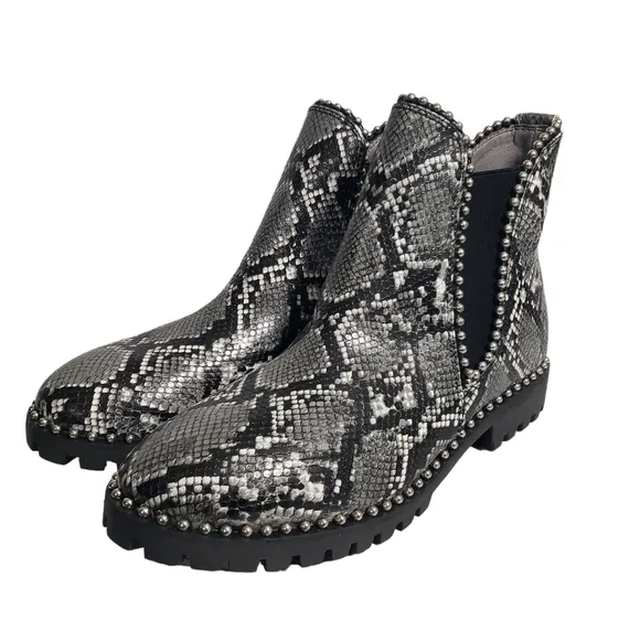 Seven Dials South End Chelsea Stud Snake Ankle Boots Sz 8.5M