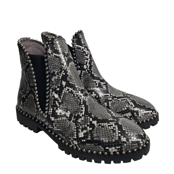 Seven Dials South End Chelsea Stud Snake Ankle Boots Sz 8.5M