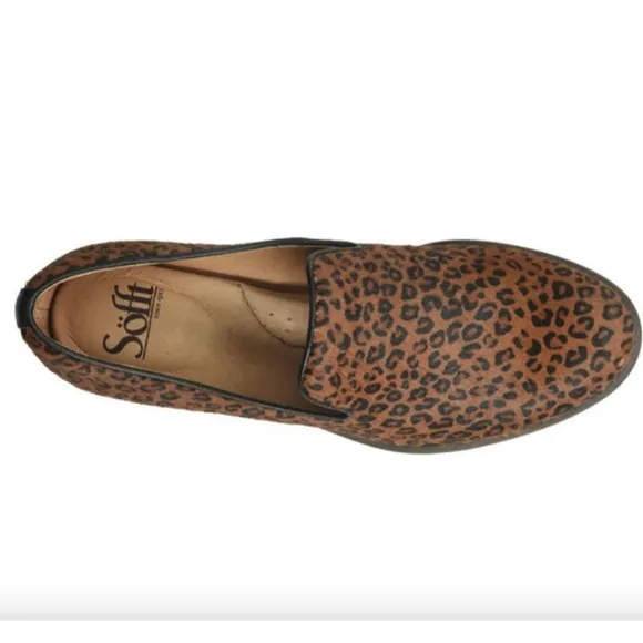 Severna Cow Hair Animal Leopard Print SOFFT Shoes New Flats Loafers Leather 6 M