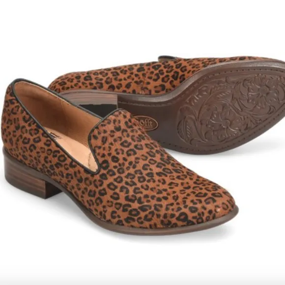 Severna Cow Hair Animal Leopard Print SOFFT Shoes New Flats Loafers Leather 6 M