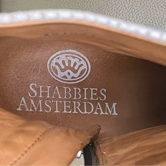 Shabbies Amsterdam Beige Snakeskin Western Slanted Heel Ankle Boot Size 38/7.5