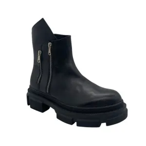 Sheridan Mia Black Combat Boots Chunky Lug Sole Double Zip Grunge Biker Matrix