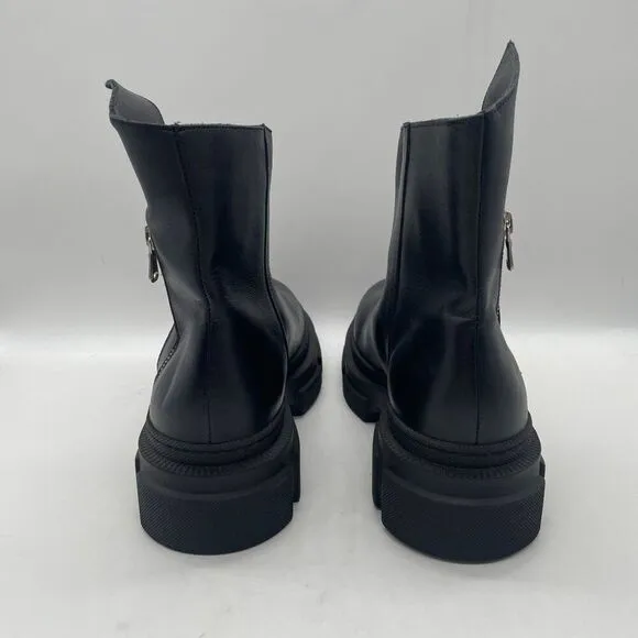 Sheridan Mia Black Combat Boots Chunky Lug Sole Double Zip Grunge Biker Matrix