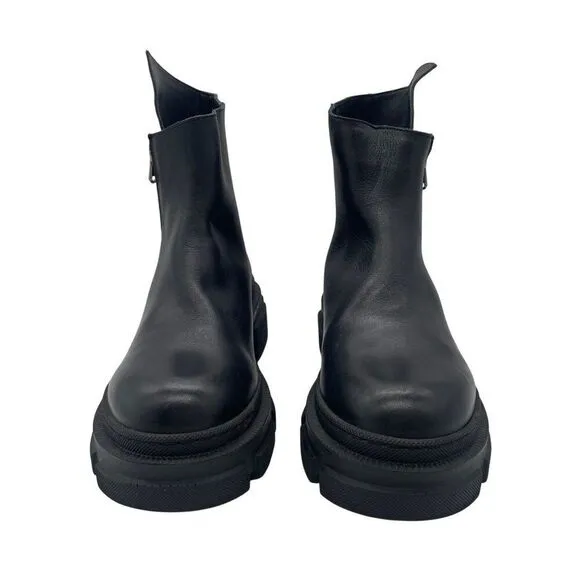 Sheridan Mia Black Combat Boots Chunky Lug Sole Double Zip Grunge Biker Matrix