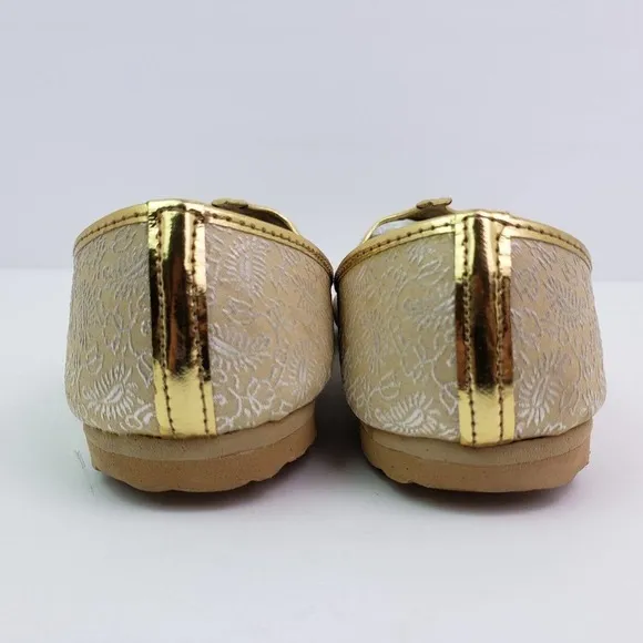Shoe Bazar Etnic Mojri Khussa Mens Size 7 Gold Handmade Slip On Loafer Shoes