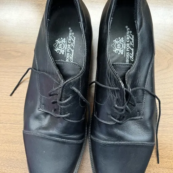 SHOES FOR CREWS Men's Black Leather Shoes Size 14 W Slip Resistant