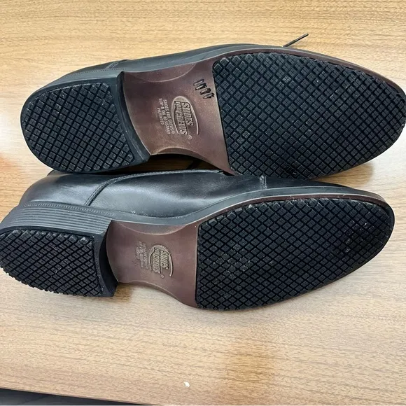 SHOES FOR CREWS Men's Black Leather Shoes Size 14 W Slip Resistant