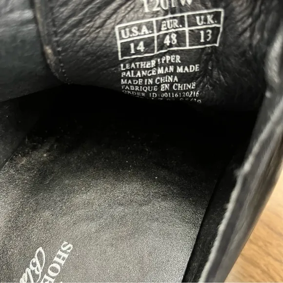 SHOES FOR CREWS Men's Black Leather Shoes Size 14 W Slip Resistant
