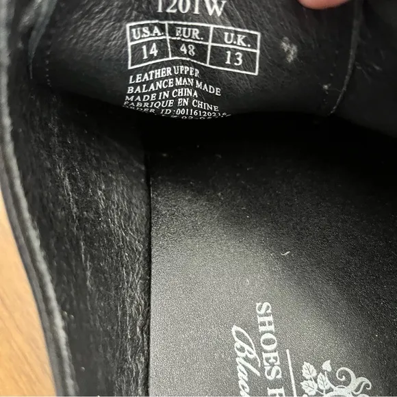 SHOES FOR CREWS Men's Black Leather Shoes Size 14 W Slip Resistant