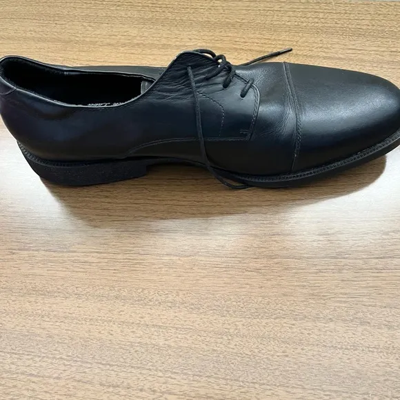 SHOES FOR CREWS Men's Black Leather Shoes Size 14 W Slip Resistant