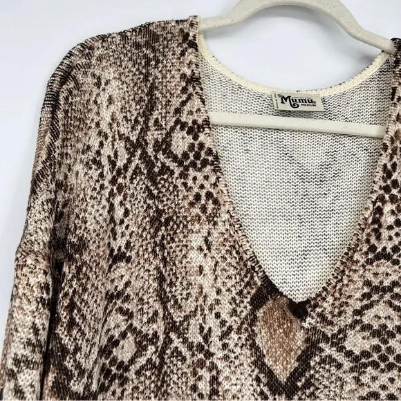 Show Me Your Mumu Hug Me sweater Python knit side slit V-neckline pullover.
