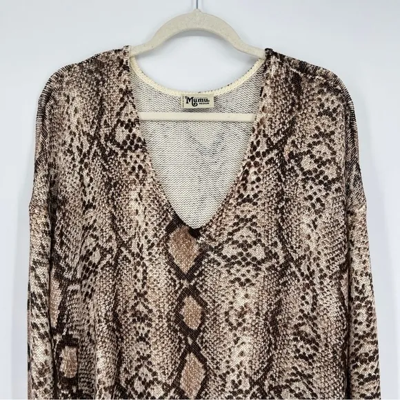 Show Me Your Mumu Hug Me sweater Python knit side slit V-neckline pullover.