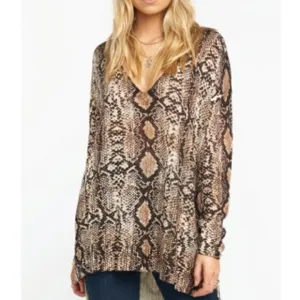 Show Me Your Mumu Hug Me sweater Python knit side slit V-neckline pullover.