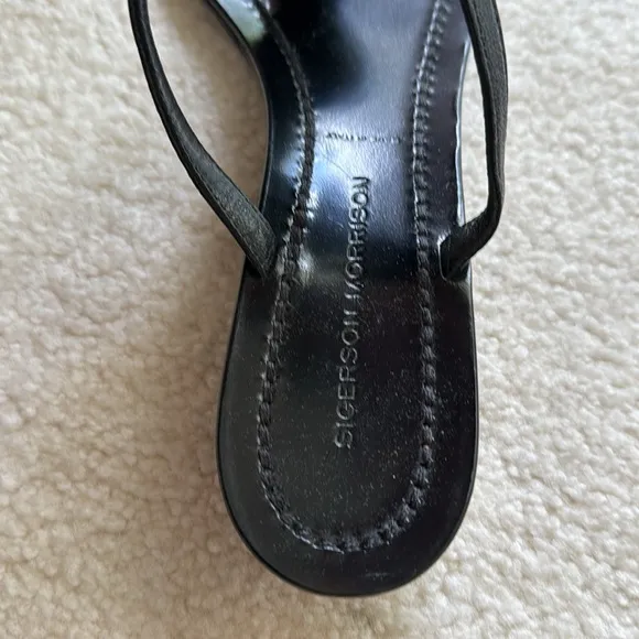 Sigerson Morrison natural gemstone embellished black Gladiators sz 9 NOS unworn