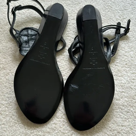 Sigerson Morrison natural gemstone embellished black Gladiators sz 9 NOS unworn