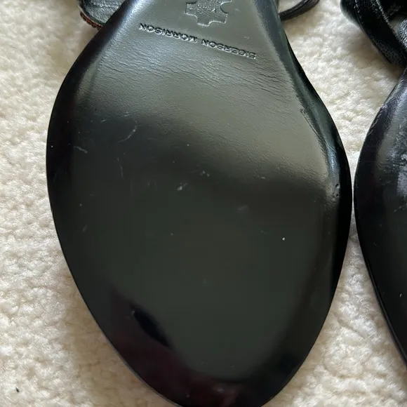 Sigerson Morrison natural gemstone embellished black Gladiators sz 9 NOS unworn