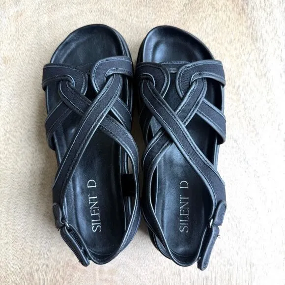 Silent D Strappy Black Platform Sandals Size 36 Comfort Sole NWOB Minimalist