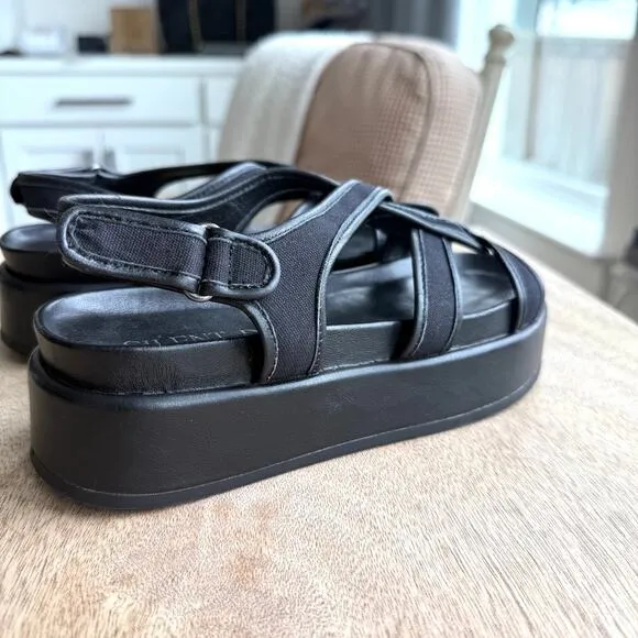 Silent D Strappy Black Platform Sandals Size 36 Comfort Sole NWOB Minimalist