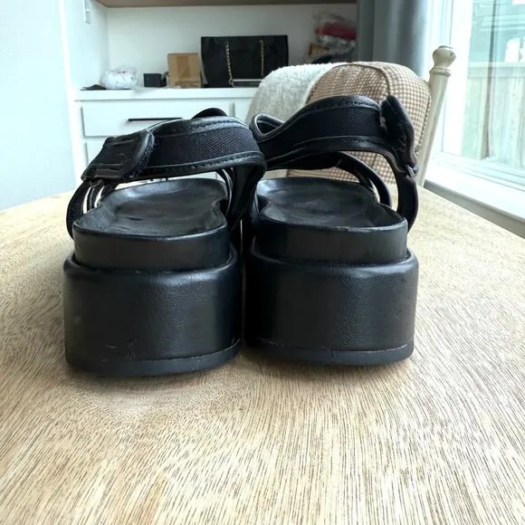 Silent D Strappy Black Platform Sandals Size 36 Comfort Sole NWOB Minimalist