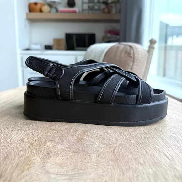Silent D Strappy Black Platform Sandals Size 36 Comfort Sole NWOB Minimalist