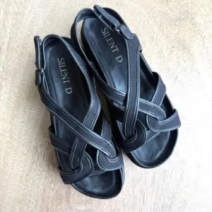 Silent D Strappy Black Platform Sandals Size 36 Comfort Sole NWOB Minimalist