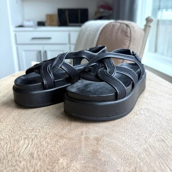 Silent D Strappy Black Platform Sandals Size 36 Comfort Sole NWOB Minimalist