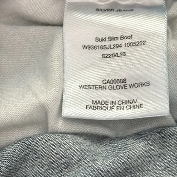Silver Jeans Suki Slim Bootcut Jeans SZ 20 L33 Mid Rise Stretch Faded Wash