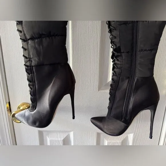 Simmi London Black Puffer Stiletto Boots Size 6