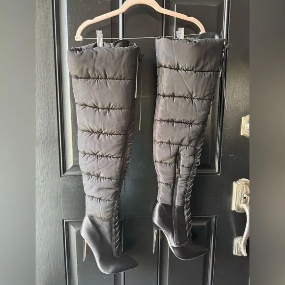 Simmi London Black Puffer Stiletto Boots Size 6