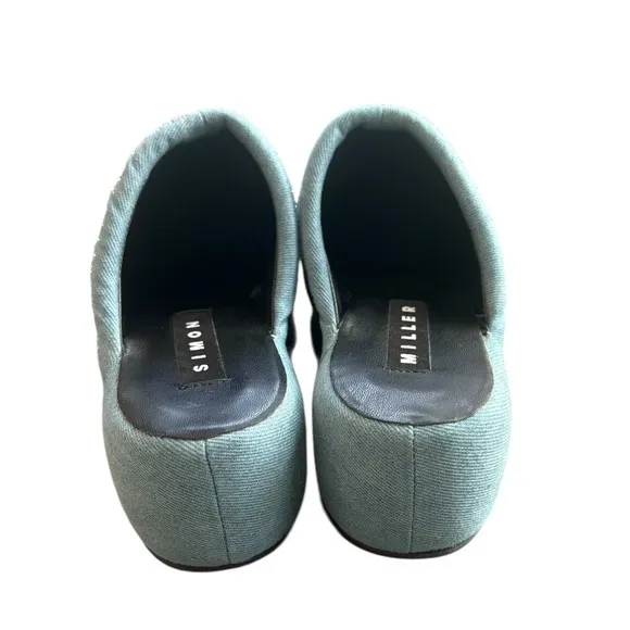Simon Miller Bubble Crystal Denim Embellished Clogs Platform Shoes Size 37