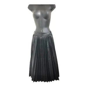 Sincerely Jules black pleather pleated circle swing skirt size small new