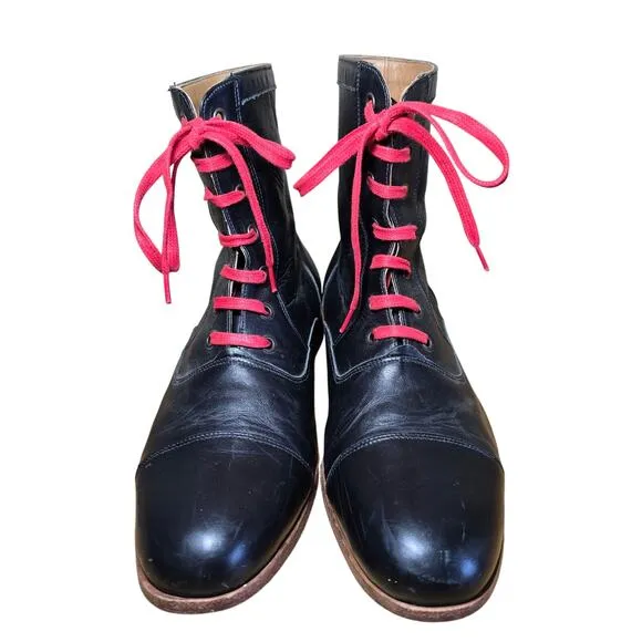 Sitrana Mens Boots Black Full Grain Leather Hand Made Chile Calf US Mens 8-8.5