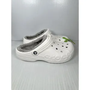 Size M9/W11 Crocs Baya Lined Clog Slip On White/Grey 205969-11H NEW