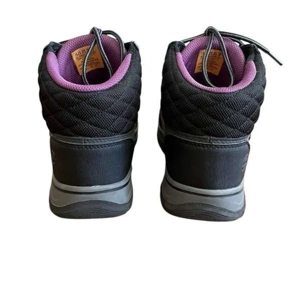Skechers Comp Toe Work Boots • Gray Purple Lace Up Work Safety Boots • Size 7.5