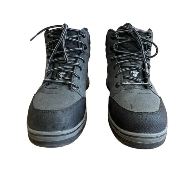 Skechers Comp Toe Work Boots • Gray Purple Lace Up Work Safety Boots • Size 7.5