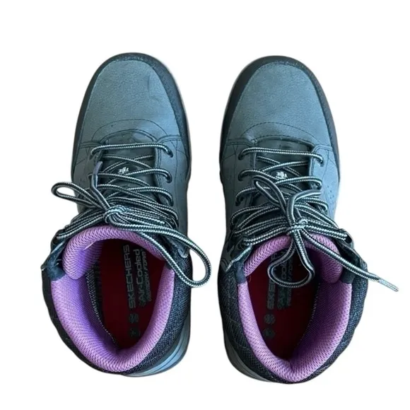 Skechers Comp Toe Work Boots • Gray Purple Lace Up Work Safety Boots • Size 7.5