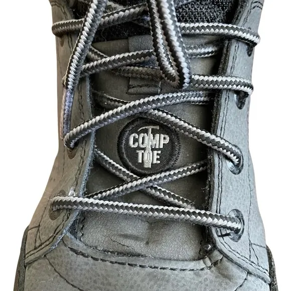 Skechers Comp Toe Work Boots • Gray Purple Lace Up Work Safety Boots • Size 7.5