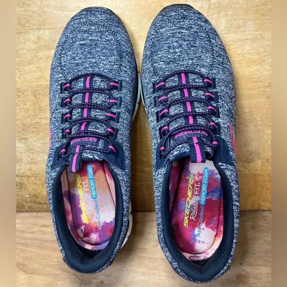 Skechers Empire Rock Around Womens Size 8.5 Slip On Shoes Sneakers Navy/Hot Pink