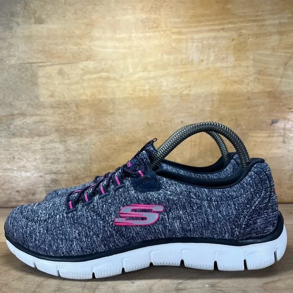 Skechers Empire Rock Around Womens Size 8.5 Slip On Shoes Sneakers Navy/Hot Pink
