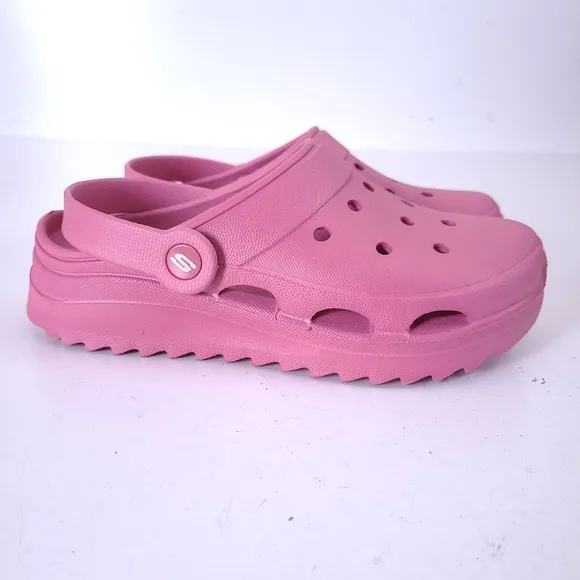 Skechers Foamies Mauve Platform Clogs Shoes Size 7