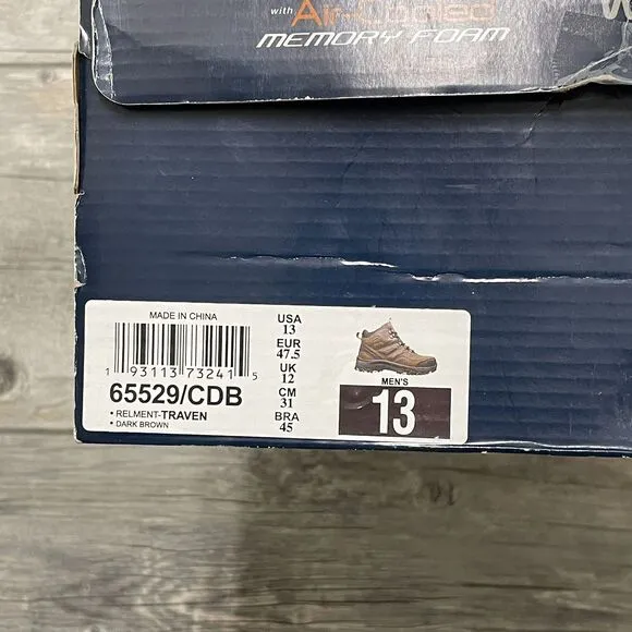 Skechers Men Size 13 Relment Traven Waterproof Dark Brown Hiking Boots 65529 CDB