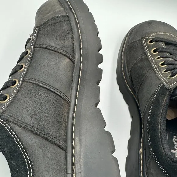 Skechers Vtg 90s Black Leather Suede Jammers Lace Chunky Platform Shoes
