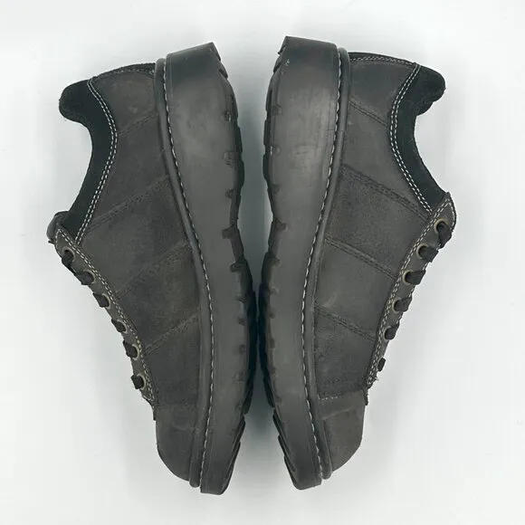 Skechers Vtg 90s Black Leather Suede Jammers Lace Chunky Platform Shoes