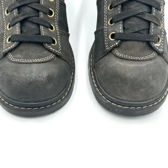 Skechers Vtg 90s Black Leather Suede Jammers Lace Chunky Platform Shoes